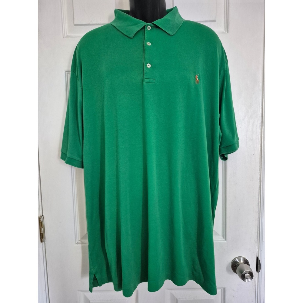 Polo Ralph Lauren Green Cotton Short Sleeve Polo Shirt Mens 2XLT Flesh Pony
